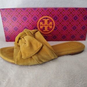 Tory Burch Yellow Suede Slide Sandals